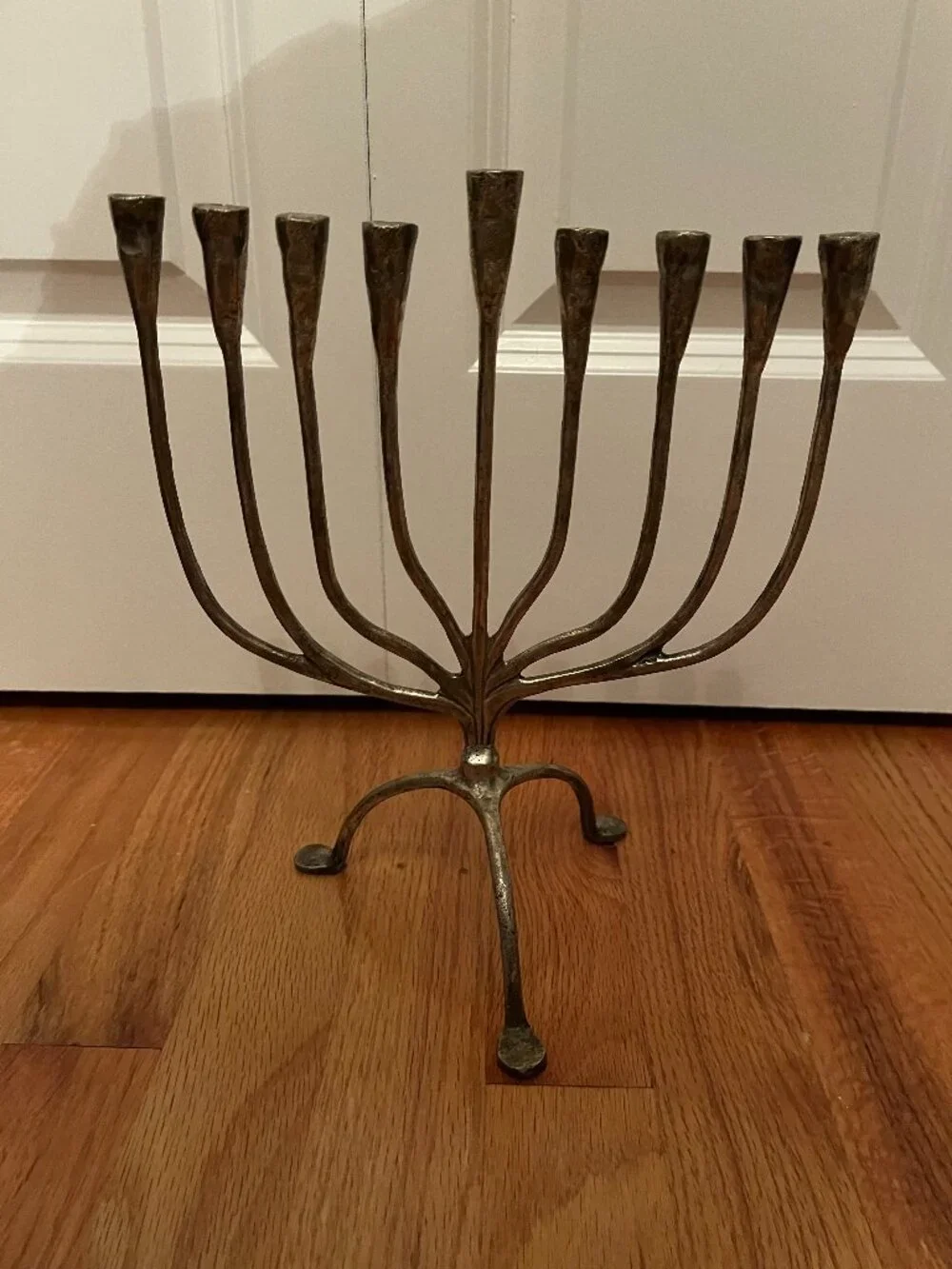 Pottery Barn Silver Metal Menorah L 9.5 in x H 11 in x W 6.25 in